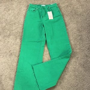 Zara Green Wide Leg Jeans